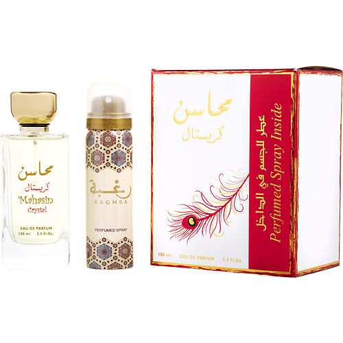 LATTAFA MAHASIN CRYSTAL by Lattafa EAU DE PARFUM SPRAY 3.4 OZ & DEODORANT SPRAY 1.7. OZ